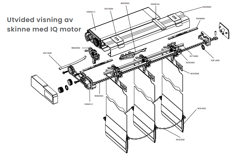 Motorisert lamellgardin, designbilde av IQ motor